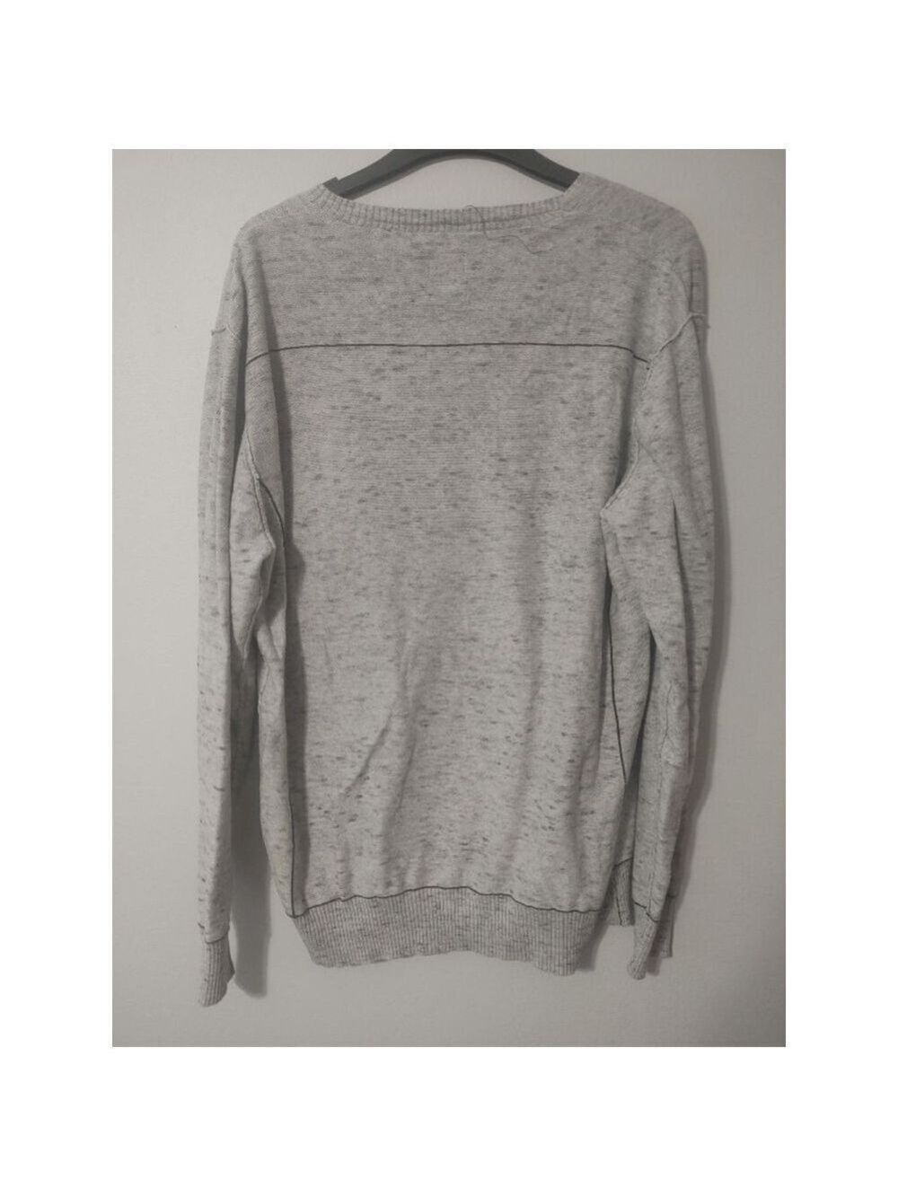 Men's J.B. Heath Standard M Grey Black Speckled V-Neck Sweater - Picture 3 of 7